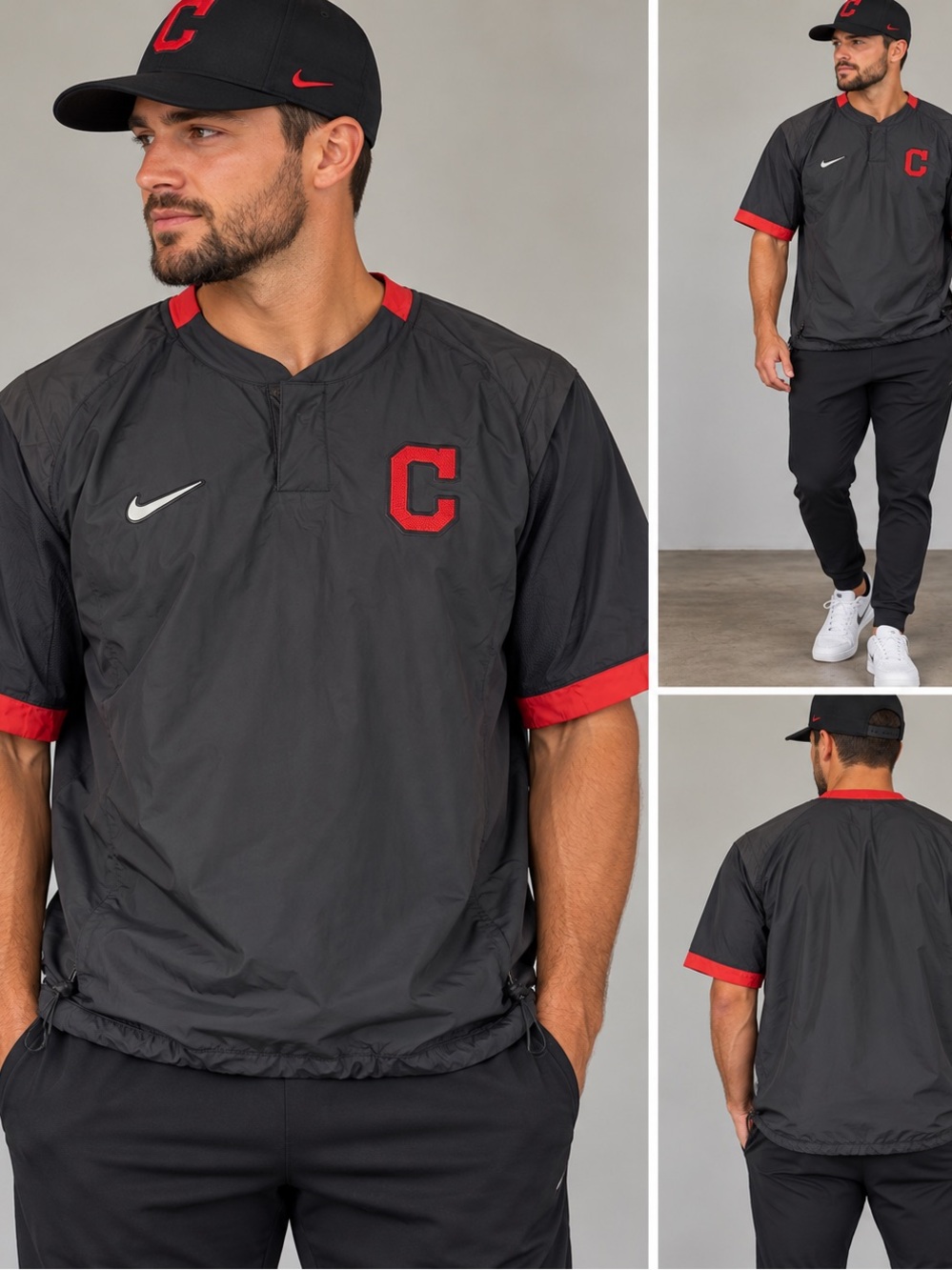 Nike Cleveland Indians Guardians Authentic Collection Hot Pullover Jacket Mens M